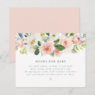 Elegant Blush Pink Floral Books for Baby Card