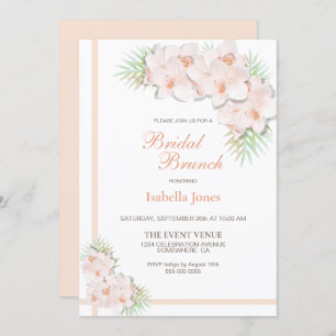 Elegant Blush Pink Floral Bridal Brunch Invitation