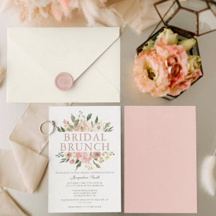 Elegant Blush Pink Floral Bridal Brunch Shower Invitation