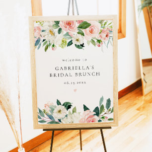 Elegant Blush Pink Floral Bridal Brunch Welcome Poster