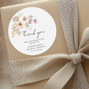 Elegant Blush Pink Floral Bridal Shower  Classic Round Sticker