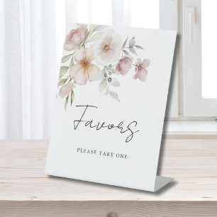 Elegant Blush Pink Floral Bridal Shower Favour Pedestal Sign