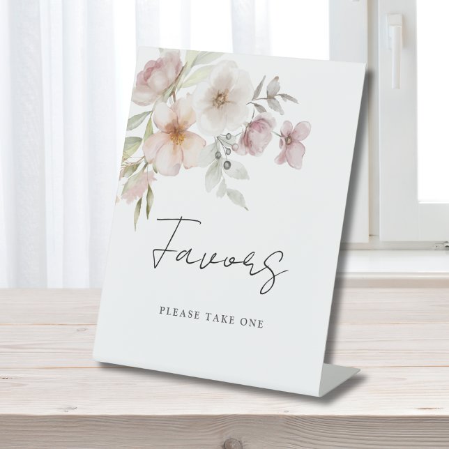 Elegant Blush Pink Floral Bridal Shower Favour Pedestal Sign (Creator Uploaded)