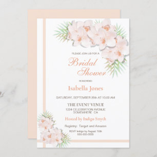 Elegant Blush Pink Floral Bridal Shower Invitation