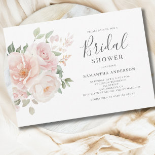 Elegant Blush Pink Floral Bridal Shower Invitation