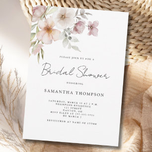 Elegant Blush Pink Floral Bridal Shower Invitation