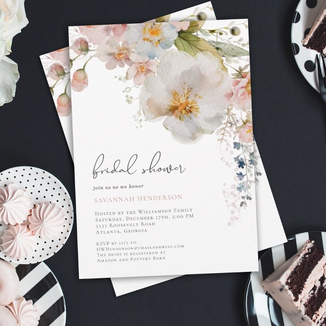 Elegant Blush Pink Floral Bridal Shower Invitation (Creator Uploaded)