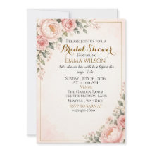 Elegant Blush Pink Floral Bridal Shower Invitation