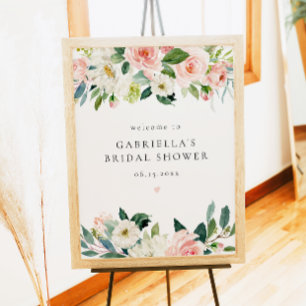 Elegant Blush Pink Floral Bridal Shower Welcome Poster
