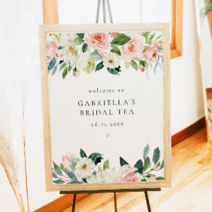 Elegant Blush Pink Floral Bridal Tea Welcome Poster