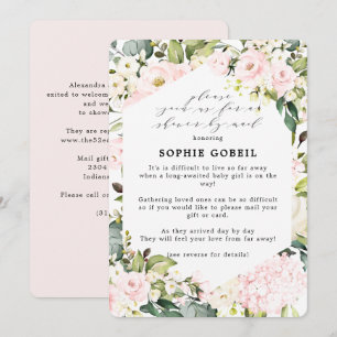 Elegant Blush Pink Floral By Mail Baby Shower Invitation