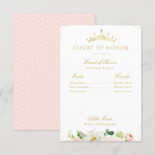Elegant blush pink floral court of honour card