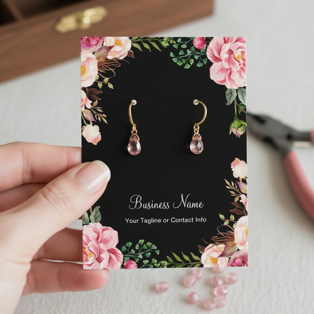 Elegant Blush Pink Floral Earring Display Cards (Creator Uploaded)