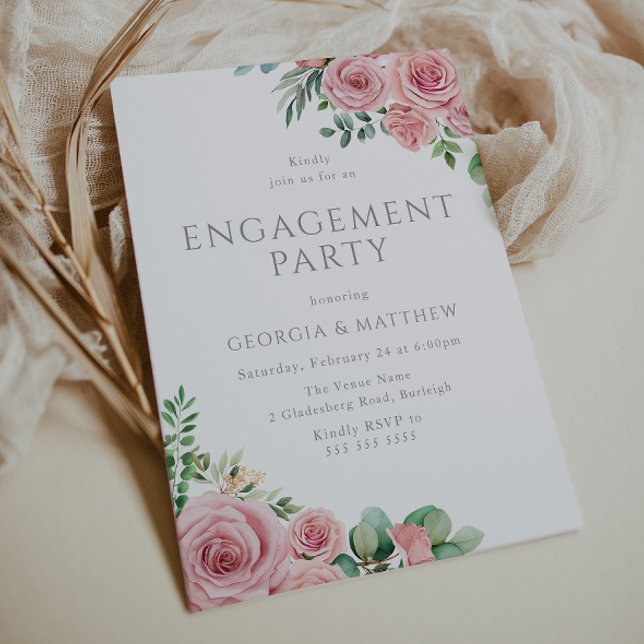 Elegant Blush Pink Floral Engagement Party Invitation (Creator Uploaded)