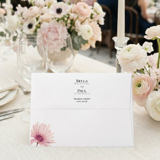 Elegant Blush Pink Floral Fine Art Wedding Envelope