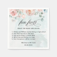 Elegant Blush Pink Floral Fun Facts Wedding 