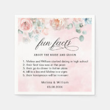 Elegant Blush Pink Floral Fun Facts Wedding 