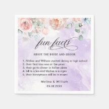 Elegant Blush Pink Floral Fun Facts Wedding 