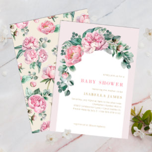 Elegant Blush Pink Floral Girl Baby Shower  Invitation