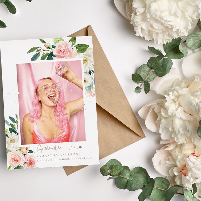 Elegant Blush Pink Floral Gold Frame Real Foil Foi (Creator Uploaded)