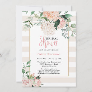 Elegant Blush Pink Floral Hydrangea Bridal Shower Invitation