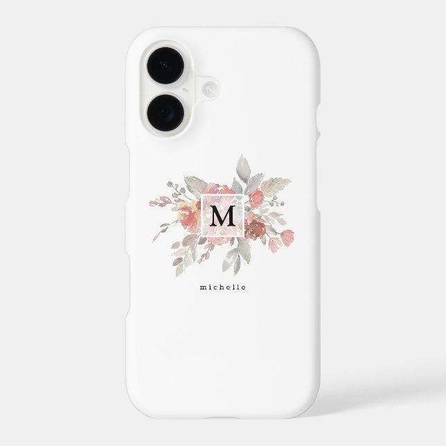 Elegant Blush Pink Floral Monogram Samsung Galaxy Case (Back)