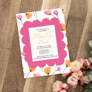 Elegant Blush Pink Floral  Mother's day brunch Invitation