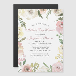 Elegant Blush Pink Floral Mother's Day Brunch Magnetic Invitation