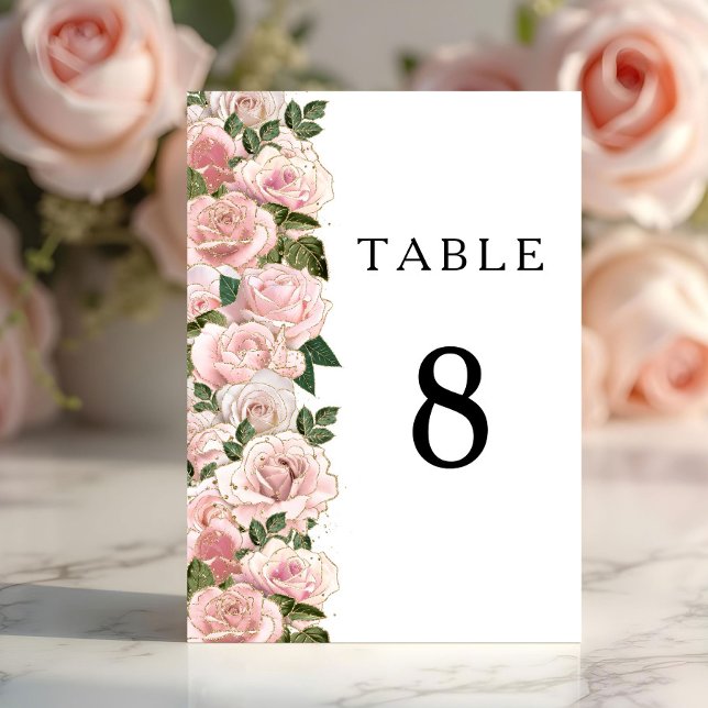 Elegant Blush Pink Floral Peonies Wedding  Table Number (Elegant Blush Pink Floral Peonies Wedding Table Number)