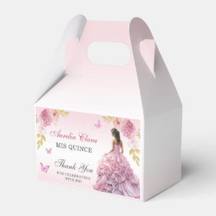 Elegant Blush Pink Floral Quinceañera Birthday Favour Box