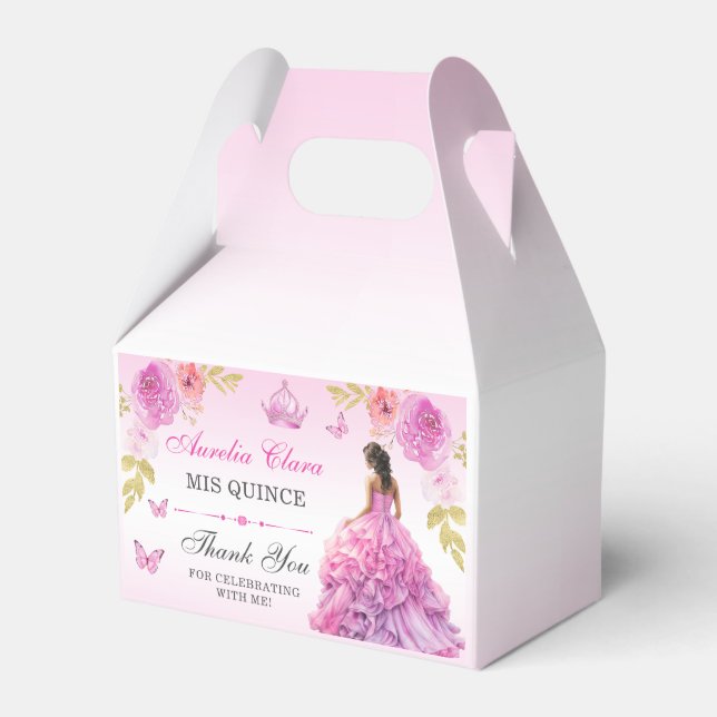 Elegant Blush Pink Floral Quinceañera Birthday  Favour Box (Front Side)