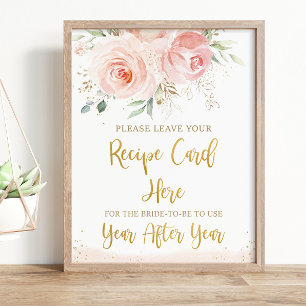 Elegant Blush Pink Floral Recipe for Bride Sign