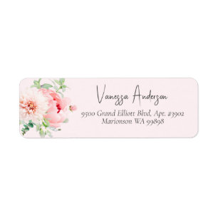 Elegant Blush Pink Floral Return Address Label