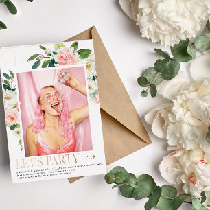 Elegant Blush Pink Floral Rose Gold Frame Real 