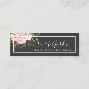 Elegant Blush Pink Floral Rose Modern Social Media Mini Business Card