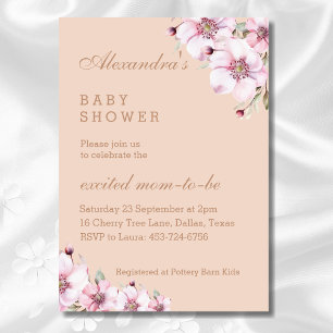 Elegant Blush Pink Floral Roses Baby Shower Invitation