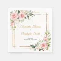 Elegant Blush pink floral roses greenery wedding