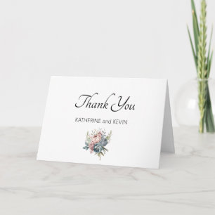 Elegant Blush Pink Floral Thank You Card