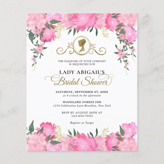 Elegant Blush Pink Floral Victorian Bridal Shower (Front)