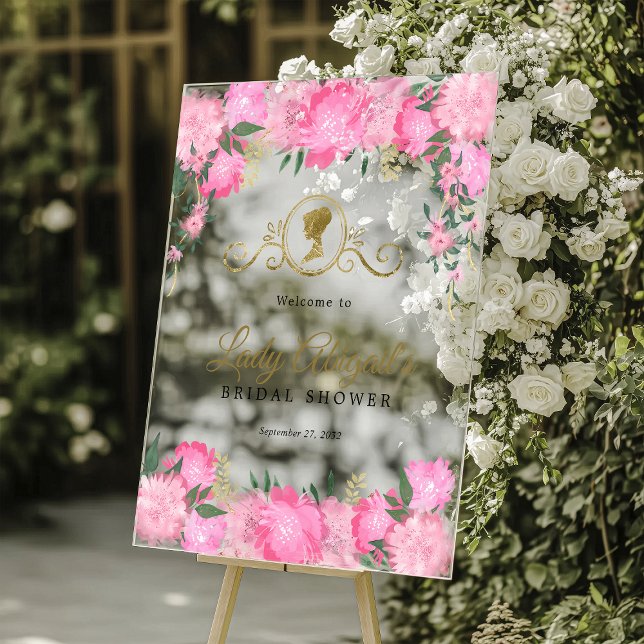 Elegant Blush Pink Floral Victorian Bridal Shower  Acrylic Sign (Creator Uploaded)