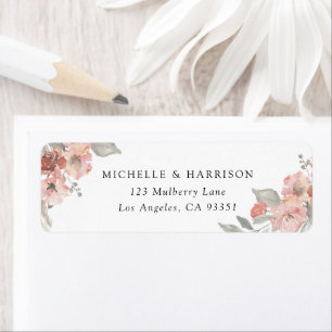 Elegant Blush Pink Floral Watercolor Address Return Address Label