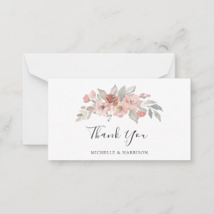 Elegant Blush Pink Floral Watercolor Wedding Card