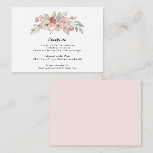Elegant Blush Pink Floral Watercolor Wedding Enclosure Card (Front/Back)