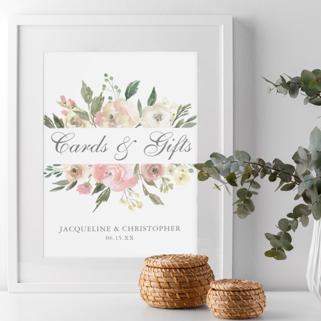 Elegant Blush Pink Floral Wedding Cards & Gifts Poster (Creator Uploaded)
