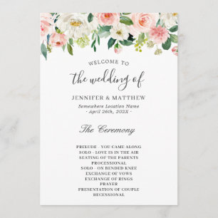 Elegant Blush Pink Floral Wedding Ceremony Program