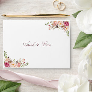 Elegant Blush Pink Floral Wedding Envelope