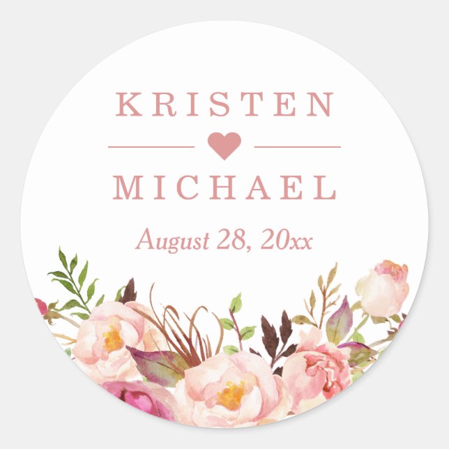 Elegant Blush Pink Floral Wedding Envelope Seal (Front)