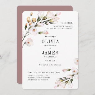Elegant Blush Pink Floral Wedding Invitation