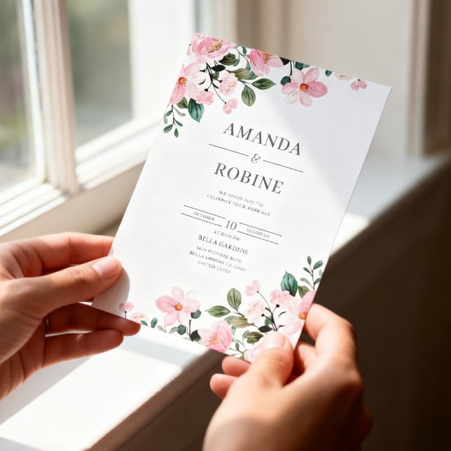 Elegant Blush Pink Floral Wedding Invitation (Creator Uploaded)