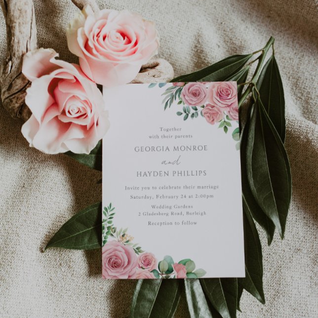 Elegant Blush Pink Floral Wedding Invitation (Creator Uploaded)